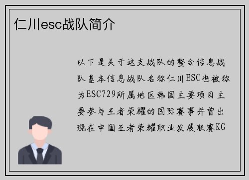 仁川esc战队简介