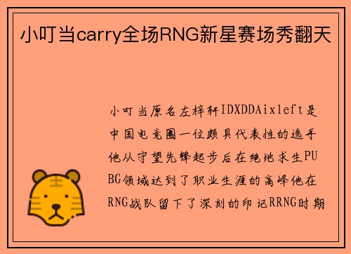 小叮当carry全场RNG新星赛场秀翻天